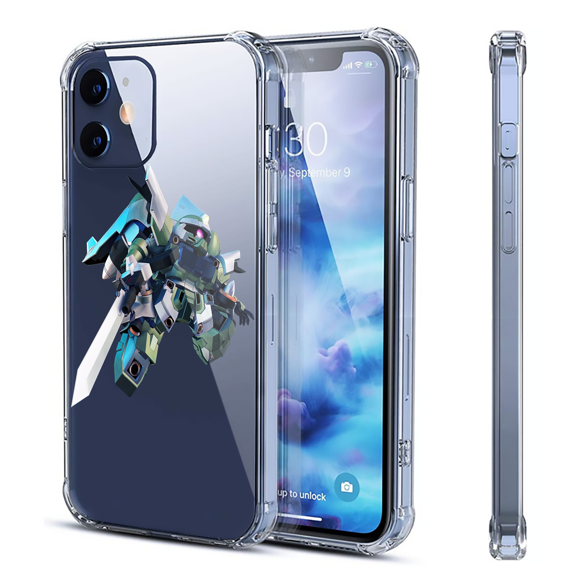 （画像用） 機動戦士ガンダム Mobile Suit Gundam 【iPhone 12シリーズ対応】透明スマホケース（クリアソフトケース）
